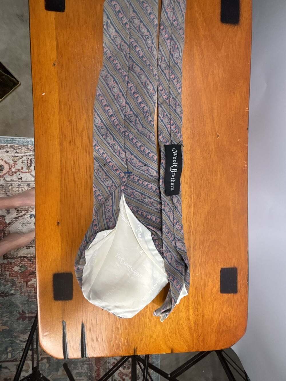 Yves Saint Laurent Silk Neck Tie Paisley Striped Vintage